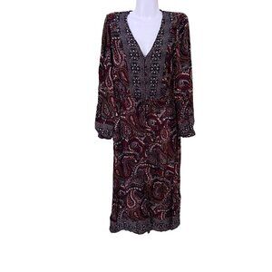 Knox Rose  Paisley Long-Sleeve Midi Dress Medium Cottagecore‎ Femine